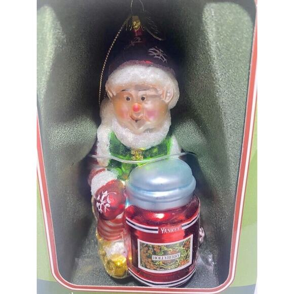 Yankee Candle Snowflake Holiday Ornament Elf With Candle Christmas Blown Glass - Picture 5 of 9